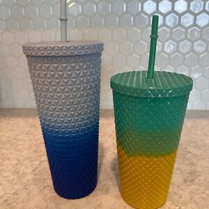 Colorful Textured Tumbler Set with Straws